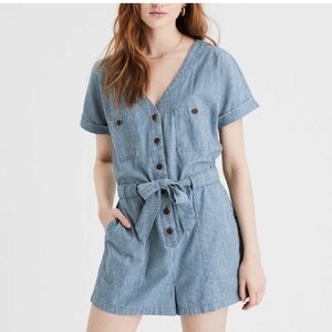 American Eagle Outfitters Striped Denim Romper New without Tags